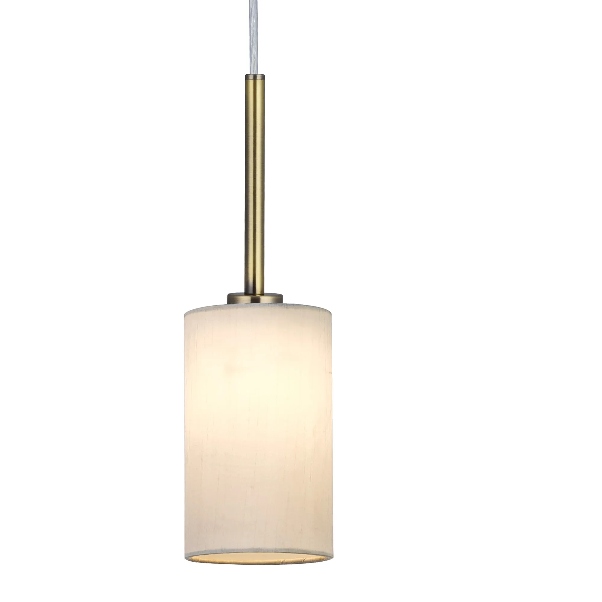Baymont 12cm Shade 3 Light Pendant Antique Brass, White DK0775  Deco Baymont AB WH